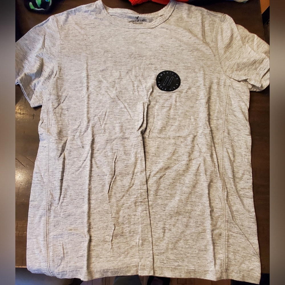 American Eagle Outfitters Mens Gray Graphic Tee- Active Flex - Medium